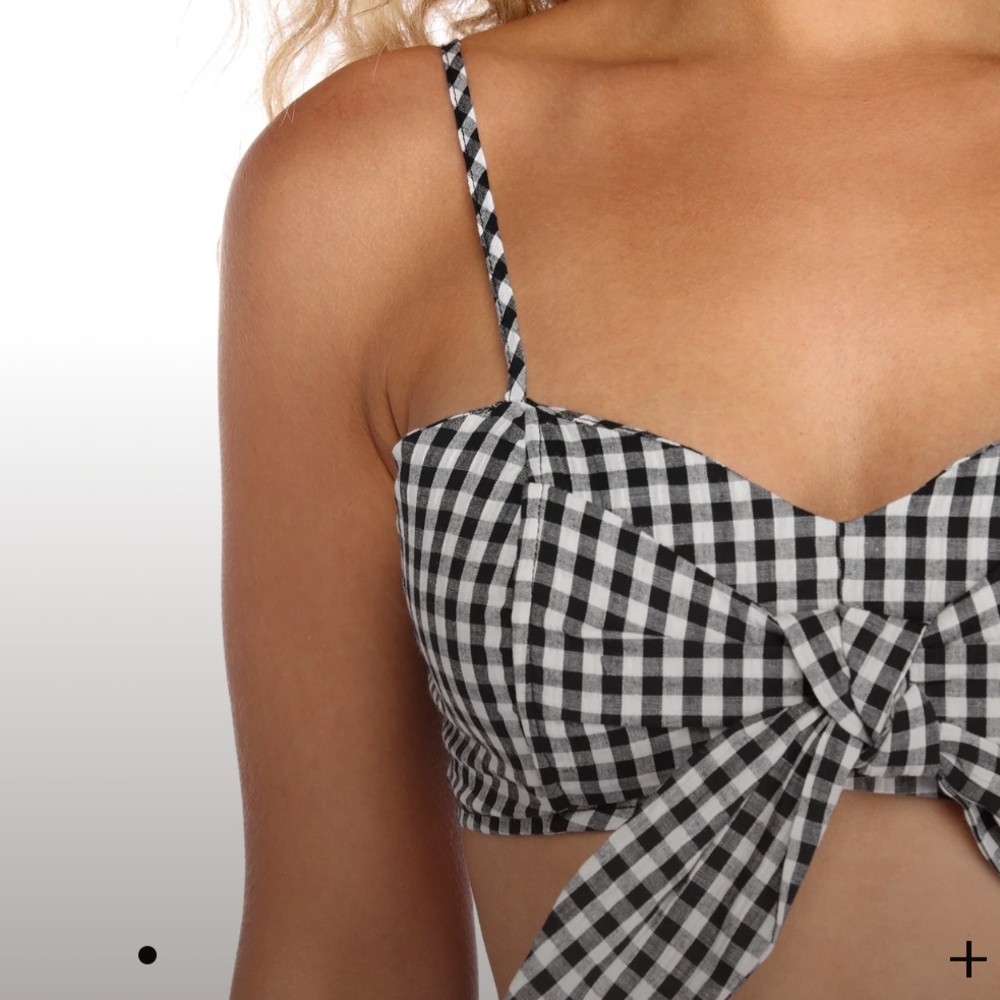 Windsor Black and White Checkered Crop Top - Picture 3 of 11